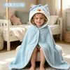 Toalla de Baño para Bebé, Poncho para Bebé, Bata de Baño Absorbente de Agua y de Secado Rápido de Terciopelo de Coral para Niños, Estampado de Dibujos Animados, Estilo Delgado de Verano