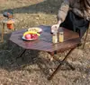 Mesa Octogonal Multifuncional para Ovos Assados Mesa Dobrável Mesa de Jantar para Churrasco em Quintal de Casa Mesa de Madeira Portátil para Lazer ao Ar Livre