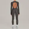 Macacão de yoga em malha outono e inverno para mulheres, justo, respirável, valoriza o quadril, macacão para fitness e esportes, conjunto de yoga 7802