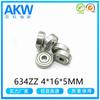 Akw Angke 634Zz Z2P6 4*16*5mm Rolamentos Miniatura Produzem Rolamentos para Motores