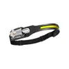 Lanterna de Cabeça Multifuncional para Corrida ao Ar Livre, Pesca, Acampamento, Longa Duração, USB, Sensor de Onda, Luz de Trabalho de Emergência