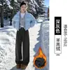 Calça de Veludo Cotelê Moda Marrom Feminina Outono Inverno 2026 Nova Com Pelúcia Cintura Alta Tricô Casual Perna Larga