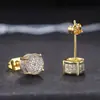 Brincos de Argola Redondos com Micro Diamantes de Quatro Garras Mais Vendidos Transfronteiriços, Brincos e Joias Populares Europeus e Americanos Simples e Modernos para Atacado