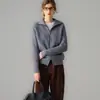 Nuevo cárdigan de punto de cachemira para otoño e invierno, moderno, suave, cómodo, de color liso, con cuello de solapa y cremallera, estilo coreano, diseño simple para mujer