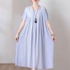 Vestido de verano de algodón y seda para mujeres de mediana edad y mayores, camisón holgado de manga corta para el hogar, talla grande, para uso exterior