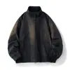 Chaqueta de aviador estilo europeo americano con tres pruebas, cuello alto, corte holgado, chaqueta de trabajo vintage Ma1 con cuello de punto para hombre, adecuada para primavera y otoño
