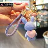 Desenho Animado Fofo Abraço Coração de Pêssego Coelho Tecido Criativo Exquisito Mochila Escolar Carro Chaveiro de Casal Pequeno Presente Pingente
