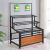 Estantería Exhibidor de Frutas y Verduras para Supermercado Estante de Almacenamiento Estante de Verduras de Múltiples Niveles Estante de Frutas y Verduras para Tienda de Conveniencia Comercial Estantería de Madera y Hierro