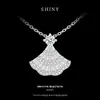 Corrente Elegante Minimalista Brilhante de Moissanita Estilo Vestido com Diamantes em Toda a Clavícula, Design Exclusivo, Luxo Leve de Alta Qualidade com Diamante em Forma de Leque