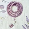 Pulseira de Raiz de Bodhi Roxo Taro Branco Jade Estudante Feminina Duplo Círculo Contas de Bodhi de Mão Rosário Pulseira Atacado
