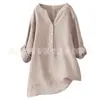 2021 Spot Ebay Aliexpress Tops Sueltos de Color Sólido de Algodón y Lino Europeos y Americanos para Mujer