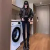 Jeans Feminino Pés Pequenos Cintura Alta Skinny Slim Look Primavera 2025 Novo Azul Cinza Elástico Calça Lápis Roupa Externa Calças