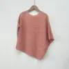 Top de manga corta plisado para mujer, diseñador de nicho, cuello redondo, color liso, holgado, oculta imperfecciones, adelgazante, manga murciélago, camiseta irregular