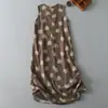 Vestido Largo Estampado Estilo Resort Bohemio para Mujer, Elegante y Sencillo para el Trabajo, con un Toque Sencillo y Elegante, Vestido de Algodón y Lino