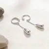 Clip de Oreja con Cadena y Colgante de Gota de Agua con Borla Larga, Estilo Minimalista y Genial, Joyería para Orejas sin Perforación, Moderna y Única
