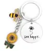 Llavero de Acero Inoxidable Dama Girasol Abeja Llavero Regalo para Amigos Llavero de Abeja Mayoreo