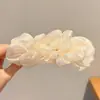 Pinza banana de satén plisado estilo francés para recogidos de mujer, pasador grande para coletas altas, pinza de agarre vertical con un toque de alta gama