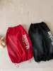 Pantalones deportivos blancos con estampado de letras estilo retro americano Yuyu Princess para niños y niñas, pantalones casuales holgados de pierna ancha para niños
