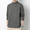 Camiseta de Color Sólido de Manga Larga para Hombre Cuello Semi-alto Camisa Base Otoño e Invierno Cuello Medio Ropa de Otoño Manga Larga Nueva Base Ropa de Otoño