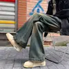 Jeans de Mezclilla Lavada Vintage 2026 para Hombre, Estilo High Street Americano, Pantalones Largos Rectos Sueltos Ligeramente Acampanados de Moda
