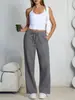 Calça de moletom feminina plus size solta de perna larga mais vendida com forro de fleece e cordão na Amazon e Temu na Europa e América