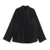 Atacado de fabricante de roupas femininas transfronteiriço 2026 estilo europeu e americano moderno casual solta abotoada bolso bordado manga longa camisa