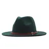 Sombrero de Sol para Exteriores Clásico Fieltro Fedora Ala Ancha Moda Sombrero Jazz con Hebilla de Cinturón