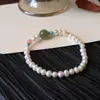 Pulseira de Pérolas Naturais de Água Doce, Pulseira de Jade Hetian de Alto Padrão, Contas de Pedra Olho de Tigre, Pulseira Elástica Atacado