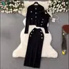 Traje Estilo Xiao Xiang Roupa de Início de Primavera Colete Curto Cardigã de Tricô Versátil Conjunto Elegante de Três Peças Saia