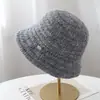 Elegante sombrero de pescador tejido estilo francés para mujer, versátil sombrero de cubo vintage, adecuado para circunferencia de cabeza grande, hace que la cara se vea más pequeña, sombrero de cubo moderno