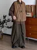 Pantalones casuales de hombre con textura plisada estilo retro japonés, nueva colección de otoño, de pierna ancha, corte recto holgado, color liso, hasta el suelo