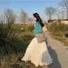¡El Estilo Coreano Es Tan Elegante! Falda de Malla Plisada Delgada Casual Versátil Simple Nueva Primavera/Verano para Mujer