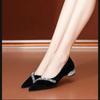 Zapatos de tacón grueso de una sola capa para mujer, zapatos de cuero esmerilado, nuevos de verano y otoño 2023, zapatos planos pequeños de cuero, zapatos de una sola capa planos de tacón bajo para mujer, combinan con todo