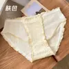 Calcinhas de Algodão Sexy Estilo Japonês com Renda e Babados Classe A para Mulheres, Confortáveis e Macias 7A com Forro Antibacteriano