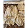 Conjunto de Pijama de Algodón Nube Nuevo de Fábrica al por Mayor para Mujer con Almohadillas en el Pecho, Manga Larga, Pantalón Largo, Holgado, Estampado Floral Pequeño, Conjunto de Ropa para el Hogar, Moderno