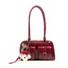 Bolso de bowling retro de cuero suave estilo coreano para mujer, diseño nuevo, aspecto de alta gama, bolso de axila, bolso de mano para el día a día, transfronterizo