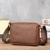 Bolso de Hombro Unisex 9007 Cuero Crazy Horse Transfronterizo, Bolso Casual Vintage de Cuero Genuino, Bolso Cruzado de Alta Gama para Viajes Diarios