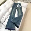 Pantalones vaqueros Micro-Lar sin piernas estilo retro americano para mujer, de talla grande, gordita, de cintura alta, anchos y acampanados, para primavera y otoño