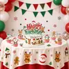 Bandeirola Puxa-Bandeira de Aniversário de Natal Desenho Animado Fofo Papai Noel Banner de Letras Enfeites Suspensos Espirais Toppers de Bolo Decorações
