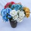 Flor Artificial Rosa Brillante Fénix de 7 Cabezas Planta Verde Artificial en Maceta Flor Decorativa para Salón de Bodas Decoración de Mesa para Interiores