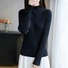 Suéter de Punto Cruzado 2025 Otoño Temprano Nuevo Algodón Puro Cuello Semi Alto Manga Larga Mujer Ajustado Base de Canalé para Invierno