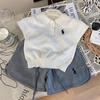 Roupas infantis coreanas 2024 novo verão meninas polo gola curta manga curta camiseta infantil estilo ocidental casual shorts de duas peças
