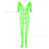 Comercio Exterior Conjunto de Lencería Sexy Medias con Estampado Sexy de una Pieza Abertura en la Entrepierna Ajustado Transparente Manga Larga Malla W391