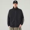 Sudadera Cardigan Única con Cremallera para Hombre, Cuello Alto, Color Sólido, Chaqueta Casual Retro Japonesa, Nueva Colección Primavera/Otoño 2026