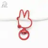 Anillo Abierto de Conejo con Orejas Puntiagudas de Aleación Pintada Cierre de Resorte Anillo de Resorte Llavero DIY Colgante Llavero de Conejo