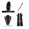 Accesorios de Mascarada de los Años 20 Fiesta Gatsby Diadema de Aleación con Plumas Collar de Perlas Portacigarrillos Largo Juego de Guantes
