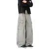 Ropa de Hombre Xintang Primavera Nuevo Estilo Casual Ropa de Trabajo Pantalones de Bolsillo Grande Algodón Puro Semi-Elástico Cinturón de Botón Pantalones Largos Versátiles