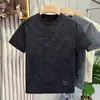 Transfronteiriço Estilo Americano Verão Novo Estampado com Letras Simples Manga Curta Moda Masculina Tie-Dye Gola Redonda Versátil Casual Meia Manga