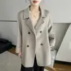 Abrigo corto de lana de doble cara para otoño e invierno para mujer, nuevo abrigo 100% lana para mujeres petite, abrigo de lana holgado y favorecedor para mujer