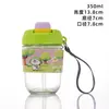 Vaso de vidrio de dibujos animados simple para doble bebida para oficina y estudiantes, vaso con pajilla para leche y café con asa, vaso de agua portátil para exteriores